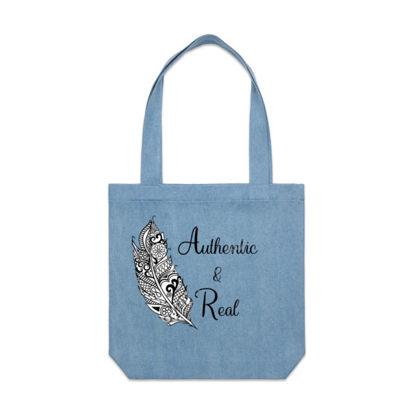 Authentic & Real - Denim Carrie Tote Bag Thumbnail