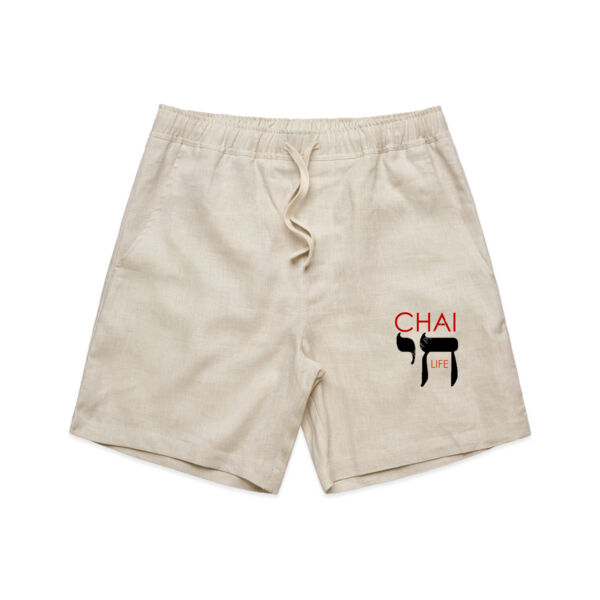Chai - Life Mens Linen Shorts - Red & Black Text Thumbnail