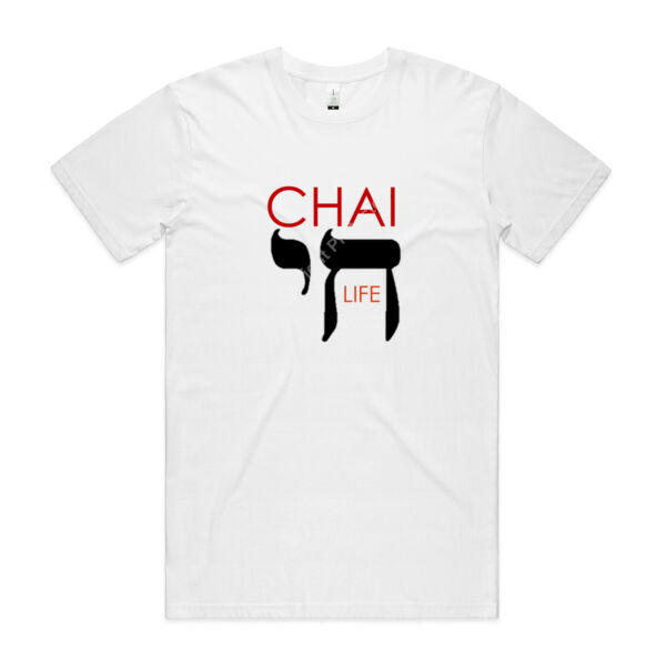 Chai - Life Mens Staple Organic T Shirt - Red & Black Text Thumbnail