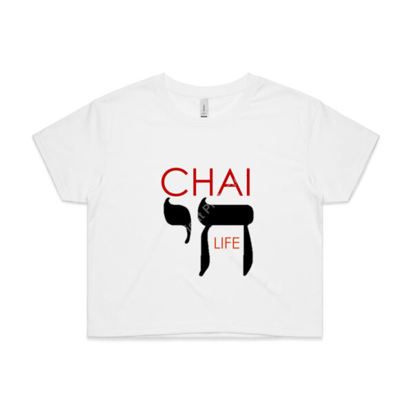 Chai - Life Womens Crop T Shirt - Red & Black Text Thumbnail