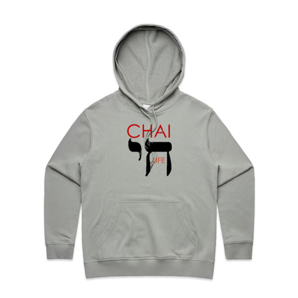Chai - Life Womens Premium Hoodie - Red & Black Text Thumbnail