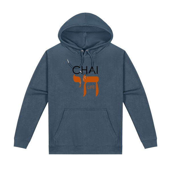 Chai - Life Men's Origin Hoodie - Black & Orange Text Thumbnail