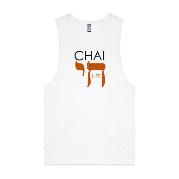 Chai - Life Mens Barnard Tank - Black & Orange Text Thumbnail