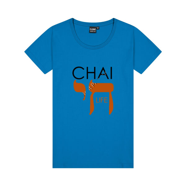 Chai - Life Womens Silhouette T Shirt - Black & Orange Text Thumbnail
